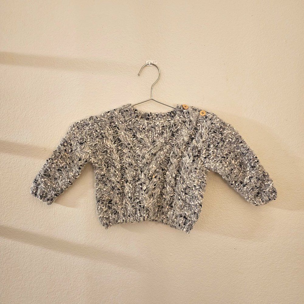 NWT Huggalugs Grey Tweed Sweater Sz 6-12M